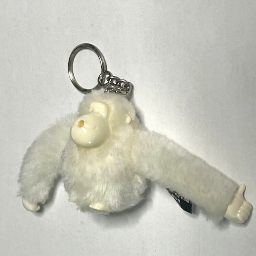 Kipling Fleur Keychain Plush White Gorilla Monkey Keyring/Key Chain Charm